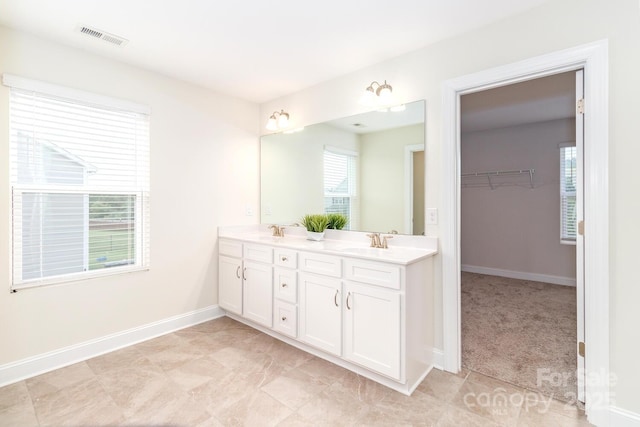 4357 Hornyak Dr, Monroe, NC 28110 - bathroom with double vanity, healthy amount of natural light, and a walk in closet