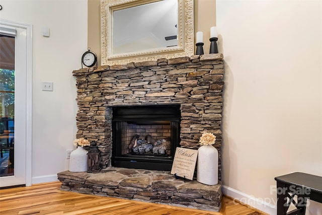 1622 Brookstone Dr, Hickory, NC 28602 - detailed view of wood finished floors and a fireplace