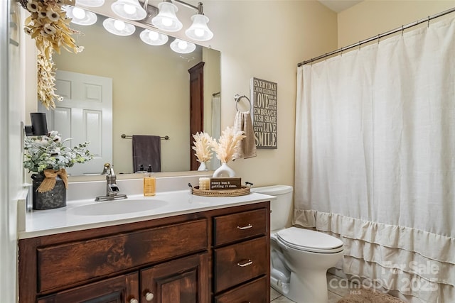 1622 Brookstone Dr, Hickory, NC 28602 - bathroom featuring vanity, curtained shower, and tile patterned floors