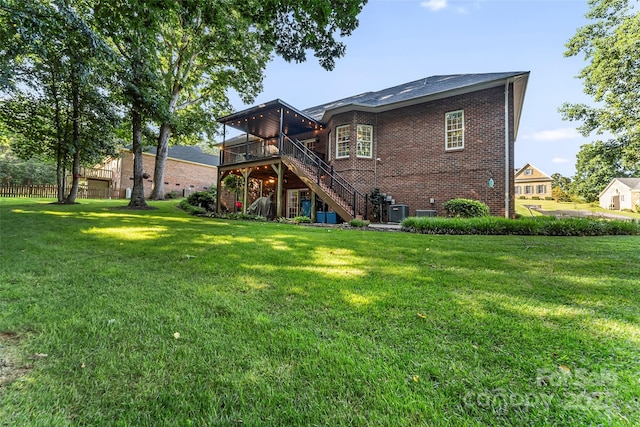 1622 Brookstone Dr, Hickory, NC 28602 - back of house featuring stairs, a deck, and brick siding