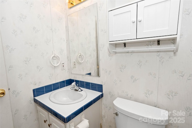 56 Founders Way, Arden, NC 28704 - half bath featuring vanity and wallpapered walls