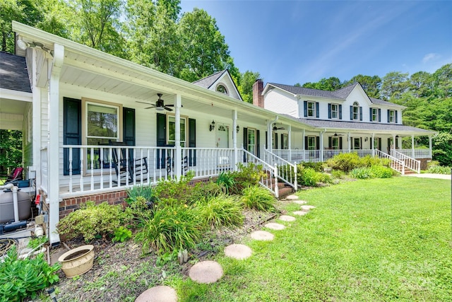 675 Ormand Rd, York, SC 29745 - view of front of home with a ceiling fan, covered porch, and a front lawn