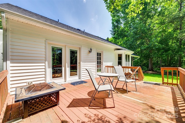 675 Ormand Rd, York, SC 29745 - wooden deck with an outdoor fire pit
