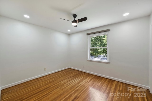 3165 Pendleton Ave, Charlotte, NC 28210 - spare room featuring a ceiling fan, wood finished floors, and recessed lighting