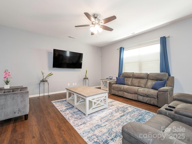 9123 Magnolia Lily Ave, Charlotte, NC 28227 - living room with wood finished floors and ceiling fan