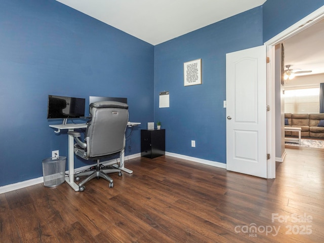 9123 Magnolia Lily Ave, Charlotte, NC 28227 - office featuring wood finished floors and a ceiling fan