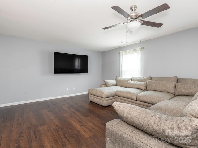 9123 Magnolia Lily Ave, Charlotte, NC 28227 - living room with dark wood finished floors and a ceiling fan