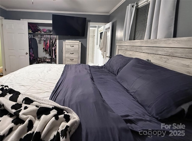 605 Impala Dr, Albemarle, NC 28001 - bedroom with crown molding and a closet