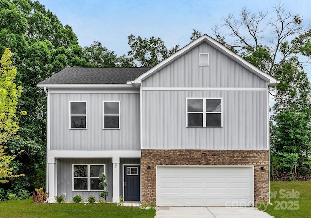 8036 Joy Crossing Ln, Charlotte, NC 28214 - view of front of home featuring concrete driveway, a shingled roof, an attached garage, and a front yard