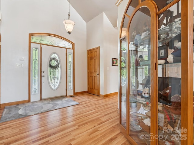 887 Living Waters Dr, Great Falls, SC 29055 - foyer with light wood finished floors and high vaulted ceiling
