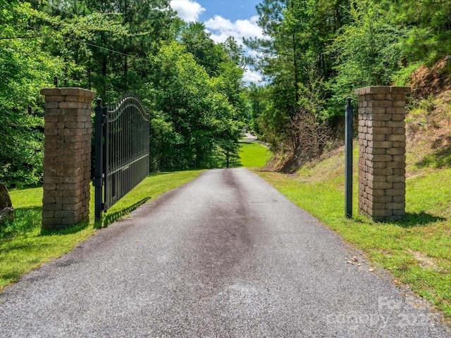 887 Living Waters Dr, Great Falls, SC 29055 - view of asphalt driveway with a gate and a gated entry