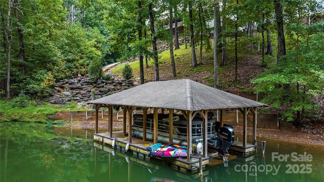 200 Lake Club Dr, Nebo, NC 28761 - dock with boat lift and a water view
