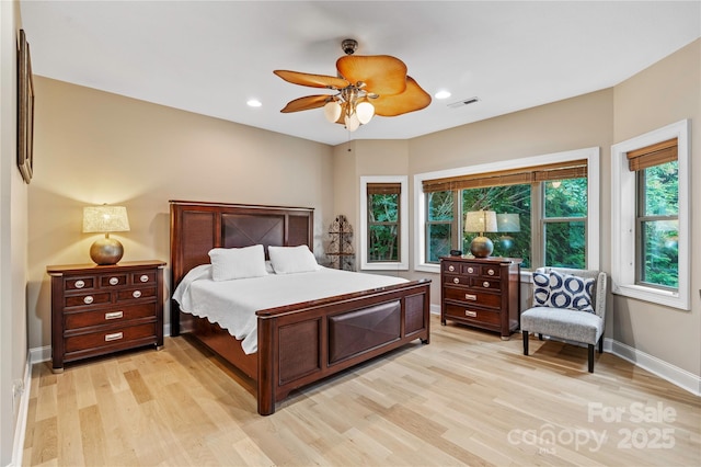 200 Lake Club Dr, Nebo, NC 28761 - bedroom featuring light wood-style flooring, recessed lighting, and a ceiling fan