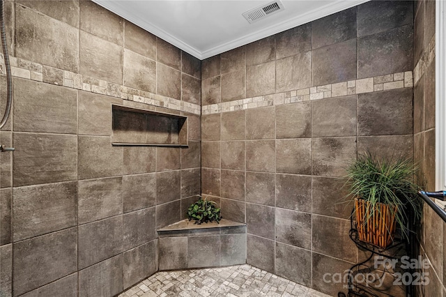 200 Lake Club Dr, Nebo, NC 28761 - full bath featuring ornamental molding and a tile shower