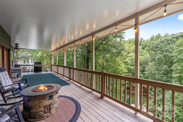 200 Lake Club Dr, Nebo, NC 28761 - wooden terrace featuring a fire pit
