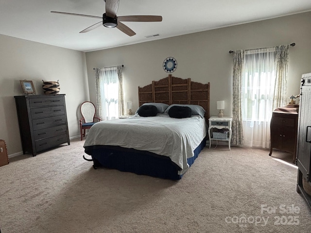 284 Old Harbor Dr, Mount Gilead, NC 27306 - carpeted bedroom with multiple windows and a ceiling fan
