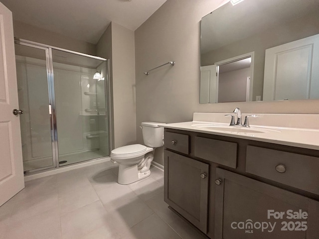 284 Old Harbor Dr, Mount Gilead, NC 27306 - full bath featuring tile patterned floors, a shower stall, and vanity