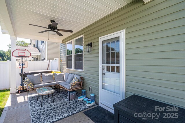 2526 Snow Creek Rd NE, Hickory, NC 28601 - view of patio / terrace featuring a ceiling fan and an outdoor hangout area