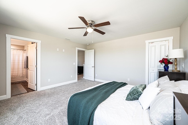 2526 Snow Creek Rd NE, Hickory, NC 28601 - carpeted bedroom with ceiling fan and connected bathroom