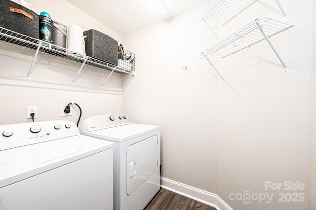 2526 Snow Creek Rd NE, Hickory, NC 28601 - laundry area featuring washer and dryer and dark wood-type flooring