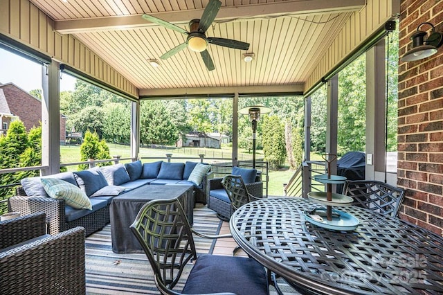 1083 Fox Chase Dr, Newton, NC 28658 - view of patio / terrace with an outdoor living space and a ceiling fan