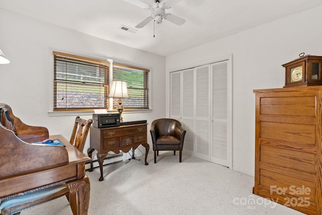 386 Country Club Dr Unit C6, Canton, NC 28716 - carpeted home office featuring a baseboard heating unit and ceiling fan