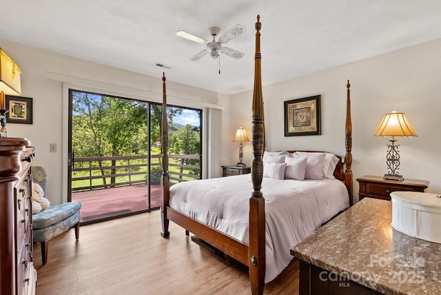 386 Country Club Dr Unit C6, Canton, NC 28716 - bedroom featuring access to exterior, light wood-style flooring, and ceiling fan