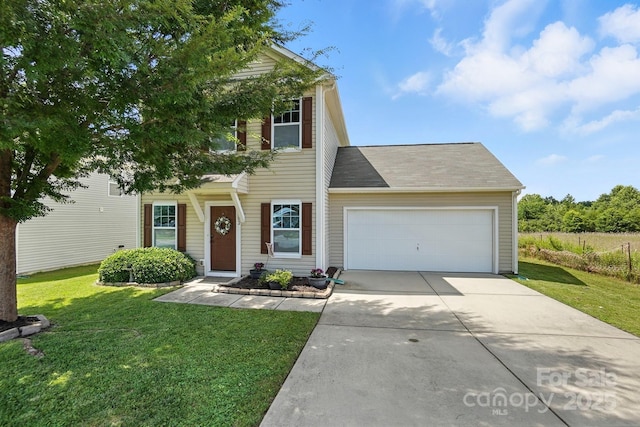 8152 Chilkoot Ln, Locust, NC 28097 - view of front of house with concrete driveway, an attached garage, and a front lawn