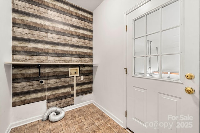 814 Carved Oak Ct, York, SC 29745 - doorway to outside with wooden walls and baseboards