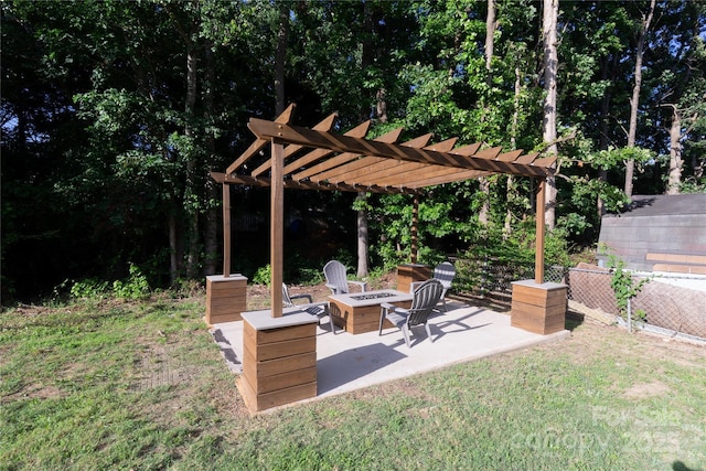 8012 Red Lantern Rd, Indian Trail, NC 28079 - view of patio featuring an outdoor fire pit and a pergola
