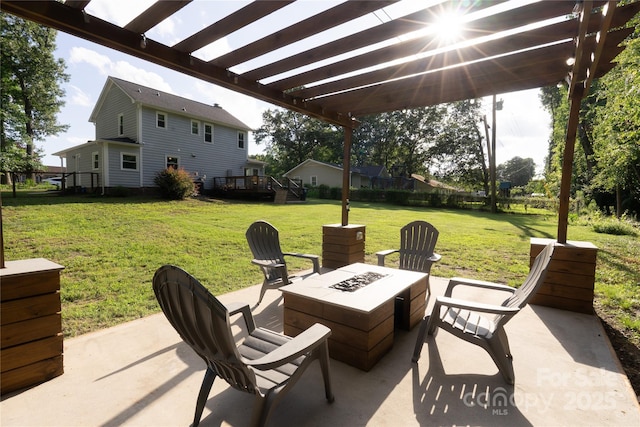 8012 Red Lantern Rd, Indian Trail, NC 28079 - view of patio featuring a pergola and an outdoor fire pit