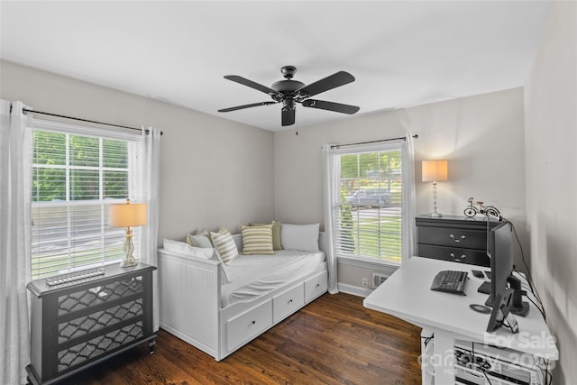 5501 Murrayhill Rd, Charlotte, NC 28210 - bedroom with dark wood-type flooring and a ceiling fan