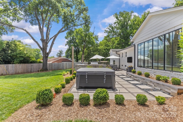 5501 Murrayhill Rd, Charlotte, NC 28210 - fenced backyard with a hot tub and a patio area