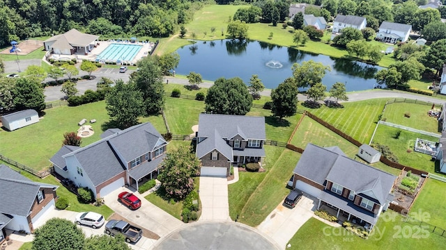 2004 Onotoa Dr, Indian Trail, NC 28079 - aerial perspective of suburban area featuring a large body of water