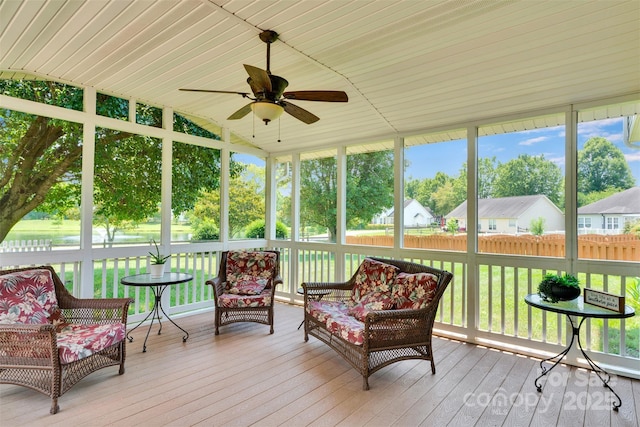 2004 Onotoa Dr, Indian Trail, NC 28079 - sunroom / solarium featuring ceiling fan, outdoor lounge area, and healthy amount of natural light