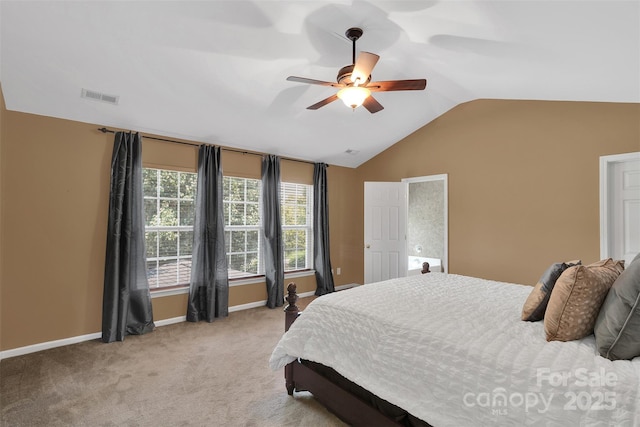 2004 Onotoa Dr, Indian Trail, NC 28079 - bedroom with vaulted ceiling, light carpet, and ceiling fan