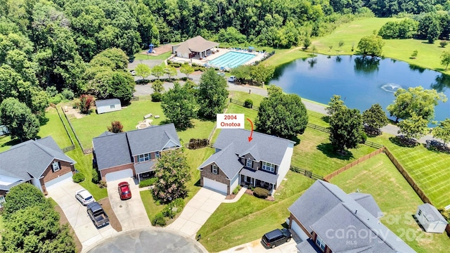2004 Onotoa Dr, Indian Trail, NC 28079 - aerial view of a nearby body of water