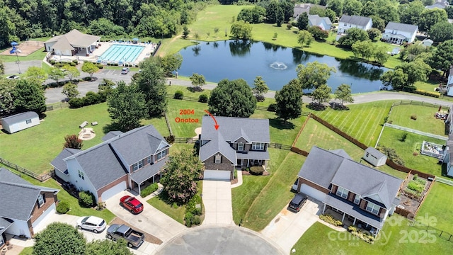 2004 Onotoa Dr, Indian Trail, NC 28079 - aerial view of residential area featuring a nearby body of water