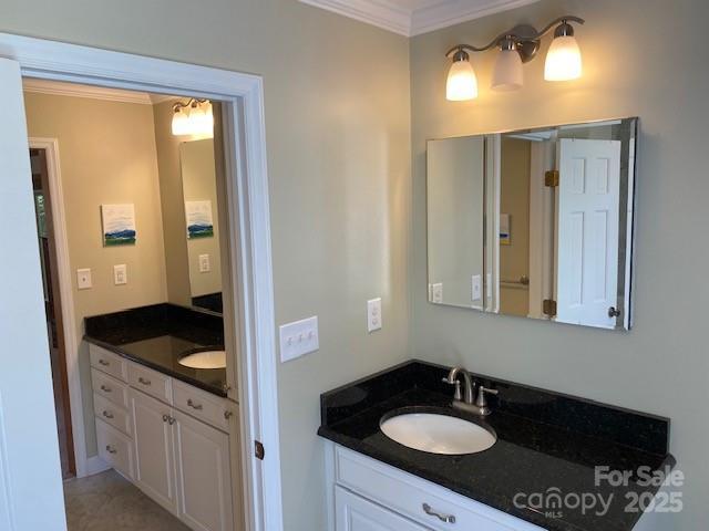 6632 Summer Darby Ln, Charlotte, NC 28270 - bathroom featuring crown molding and vanity