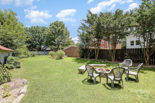 206 Mitchell Ave, Salisbury, NC 28144 - fenced backyard with a fire pit