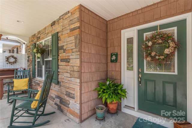 190 Shaws Creek Farm Rd, Hendersonville, NC 28739 - doorway to property with a porch and stone siding
