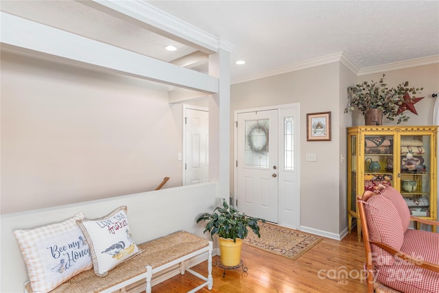 190 Shaws Creek Farm Rd, Hendersonville, NC 28739 - entryway with wood finished floors, crown molding, and recessed lighting