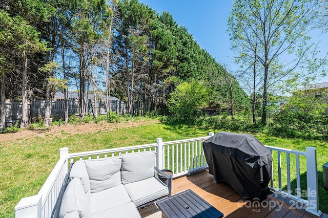 50 Serenity Ln, Hickory, NC 28601 - deck with a grill and a fenced backyard