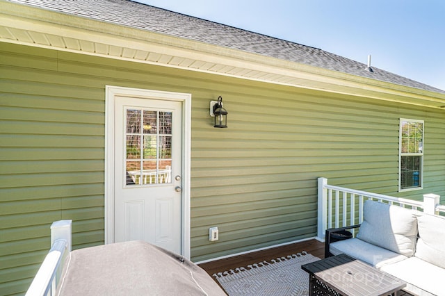 50 Serenity Ln, Hickory, NC 28601 - view of exterior entry featuring a shingled roof
