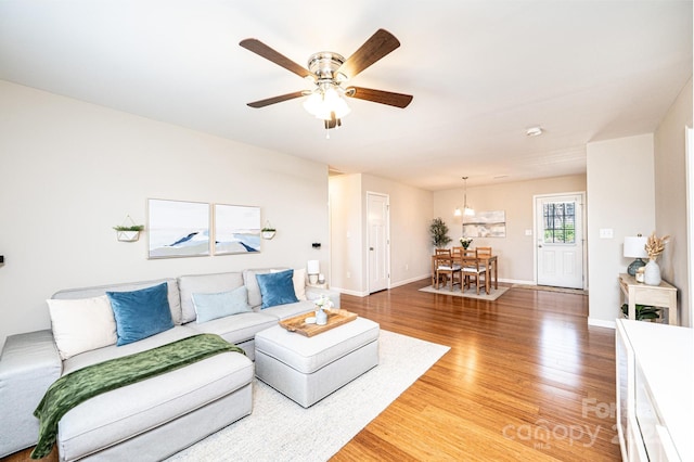 50 Serenity Ln, Hickory, NC 28601 - living room featuring light wood-style floors and a ceiling fan