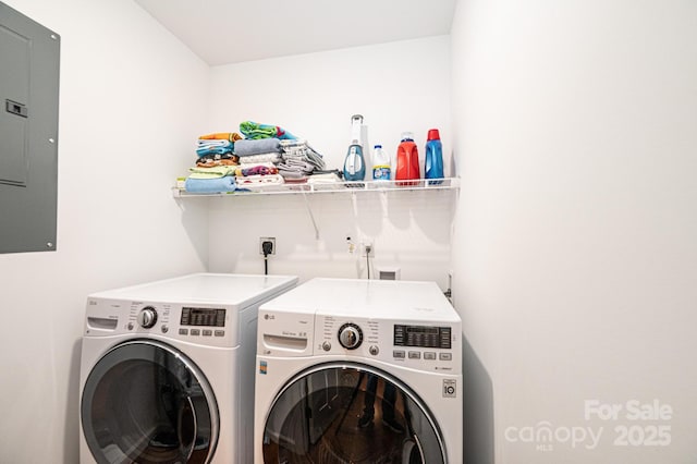50 Serenity Ln, Hickory, NC 28601 - washroom with electric panel and washing machine and dryer