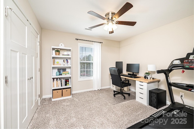 50 Serenity Ln, Hickory, NC 28601 - home office with carpet and a ceiling fan