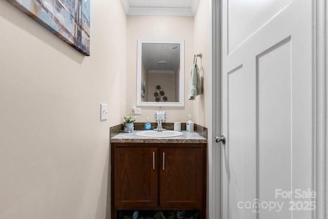 200 Vista Pointe Dr, Stony Point, NC 28678 - half bath with vanity and crown molding