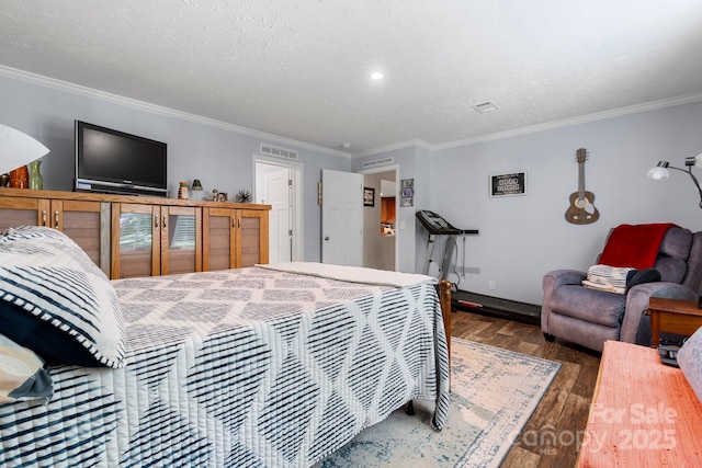 200 Vista Pointe Dr, Stony Point, NC 28678 - bedroom featuring hardwood / wood-style flooring, crown molding, and a textured ceiling