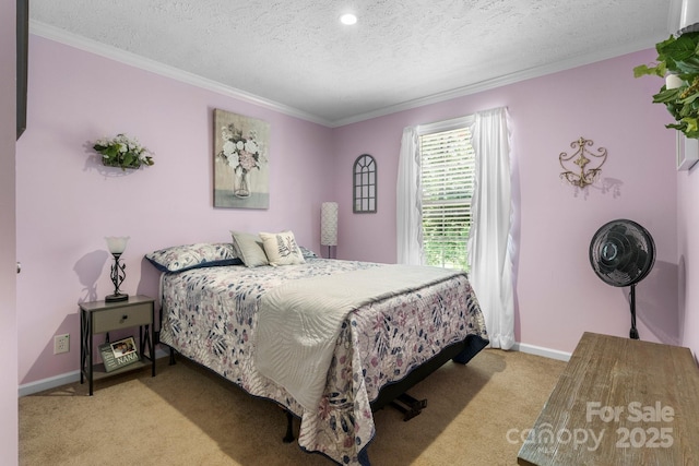 200 Vista Pointe Dr, Stony Point, NC 28678 - bedroom with ornamental molding, light colored carpet, and a textured ceiling
